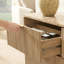  Commode cannelée l 63 po à 9 tiroirs, commode en bois à panneaux épais de 1,97 po avec plateau en faux marbre et base robuste, chêne-1201323146