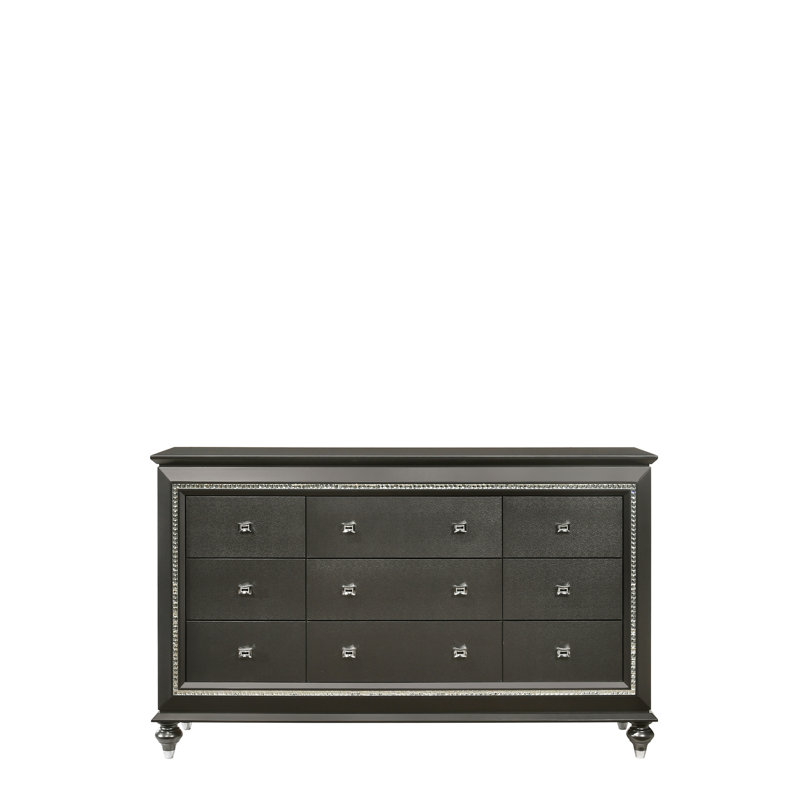 Commode à finition gris métallique, Gris argenté