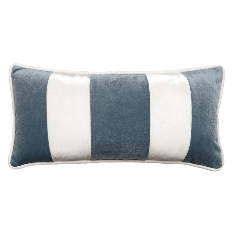 Banded Lumbar Velvet Pillow, Sky