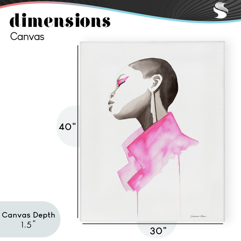 Toile rose Elegance Portrait, conception par Simone Elum, H 40 po x l 30 po