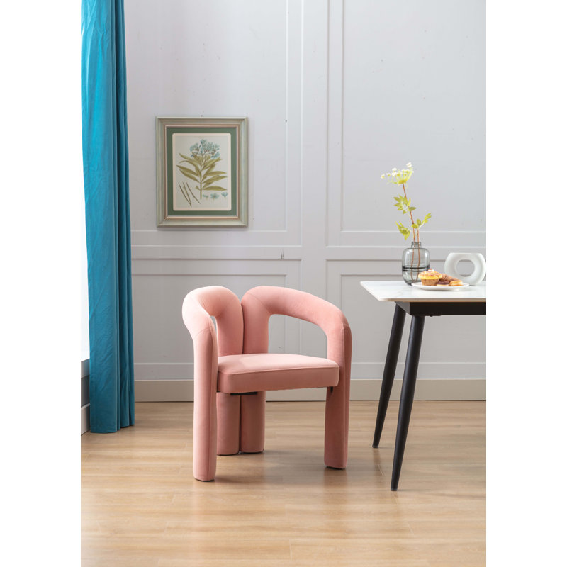Chaises d'appoint pour salon, ensemble de 2, Velours rose, H 27,95 po x l 25,2 po x P 19,88 po