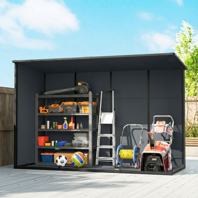 Outsunny 10 x 4 ft Plastic Garden Shed with Floor, Lockable Doors