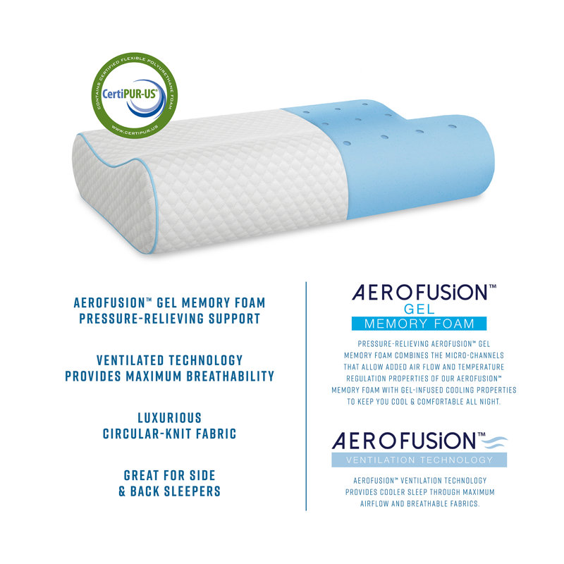 White Gel-Infused Memory Foam Contour Neck Pillow