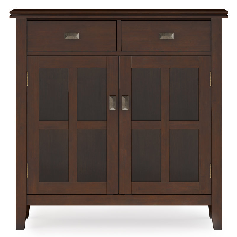 Russet Brown Solid Wood Entryway Storage Cabinet with Adjustable Shelves
