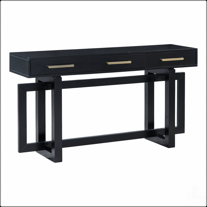 Elegant Console Table with Three Drawers, Extra Long Entryway Table for Entryway, Hallway, Black