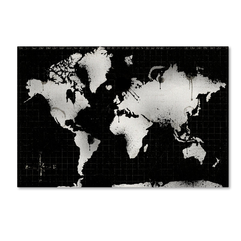 « world map 13 », reproduction d’impression sur toile tendue, H 22 po x l 32 po