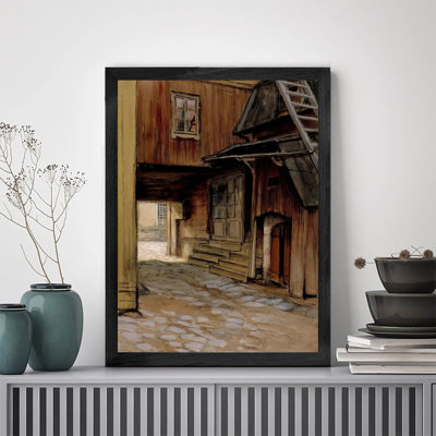 Framed Wall Art Print for Modern Home Decor Old Building Ladder Side Stylish Wall Decor for Home Decor Contemporary Interiors