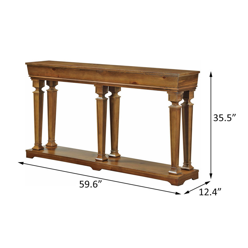 Console Table, Oak, 35.5" H x 59.6" W x 12.4" D