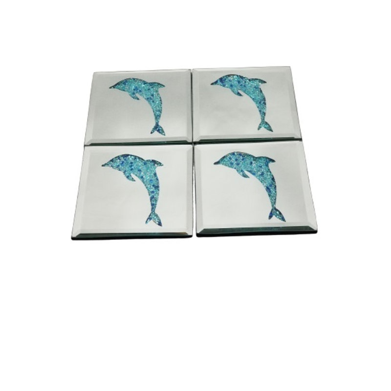 Ensemble de 4 sous-verres à miroir Blue Dolphin