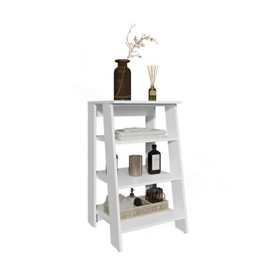 BATHBI 30" High  4-Tier Ladder Shelf  Organizer For Bathroom, Side Table, Living Room In White