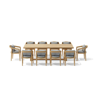 Toscana Outdoor 11 - Piece Teak Dining Set with Cushions
