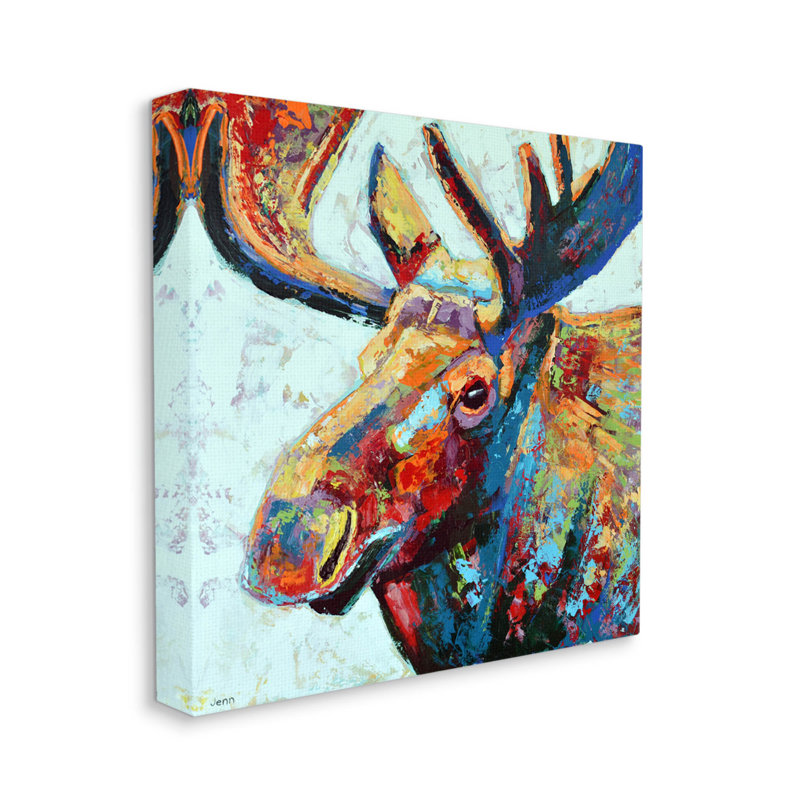 «Moose Portrait Modern Composition» par Jen Seeley, H 17 po x l 17 po x P 1,5 po