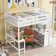 Ennie Full Loft Bed with Built-in Desk and Bookcase