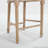 French Country Upholstered Dining Chairs with Nature Rattan Round Back, Set of 2