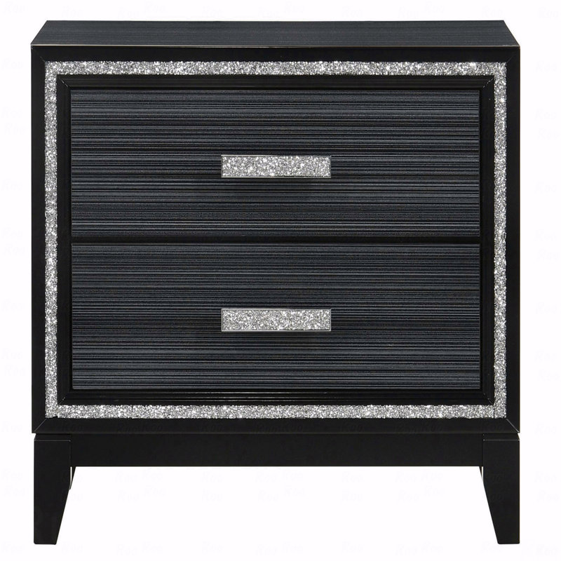 Table de chevet 2 tiroirs, Noir