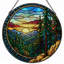 Panneau de vitrail 12 po H Mountain Forest-874472173-878617475