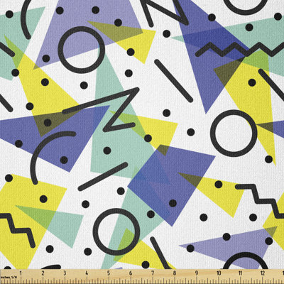 Ciboney Retro 80S Lines Circles and Spots Multi-Purpose Fabric