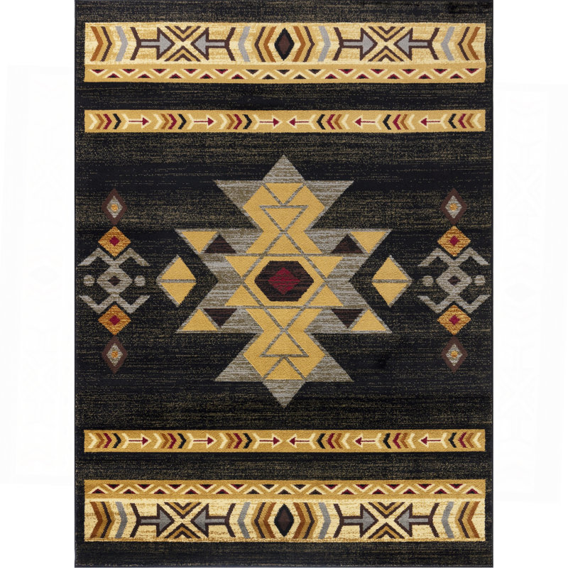 Black Southwest Area Rug, Rectangle 7'10" x 10'3"