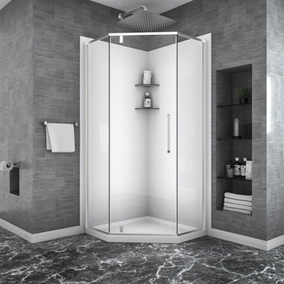 34'' W 72'' H Semi-Frameless Neo-angle Double Slide Shower Enclosure