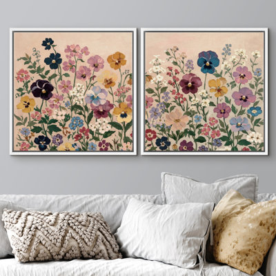 2 pièces de fleurs colorées jardin botanique pour salon