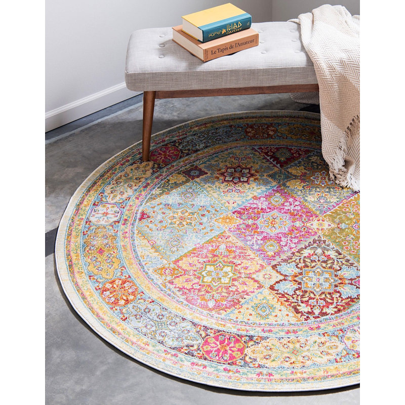 Folmar Geometric Indoor Rug, Round 8'