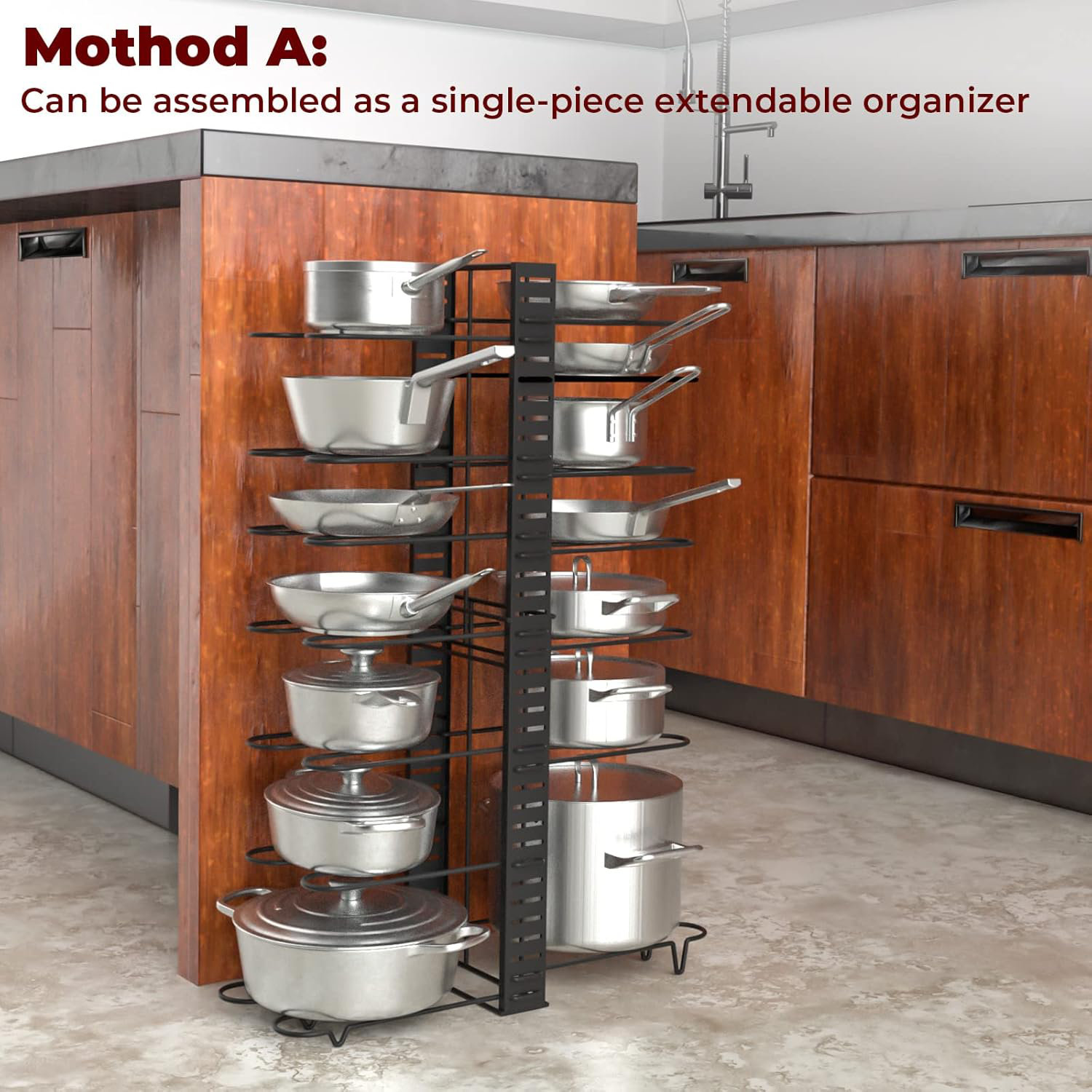 Latitude Run® Expandable Rack For Cabinets - Adjustable Pot Rack With 4 ...