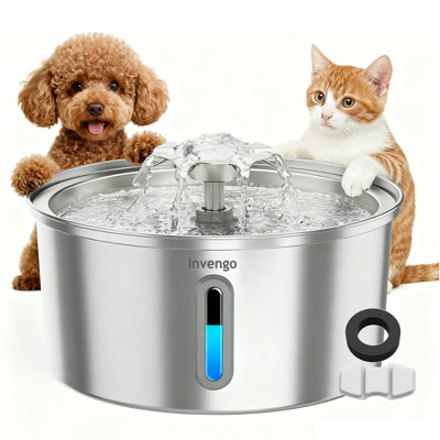 Fontaine à chat automatique en acier inoxydable 3,2 L / 108 oz, 1 filtre