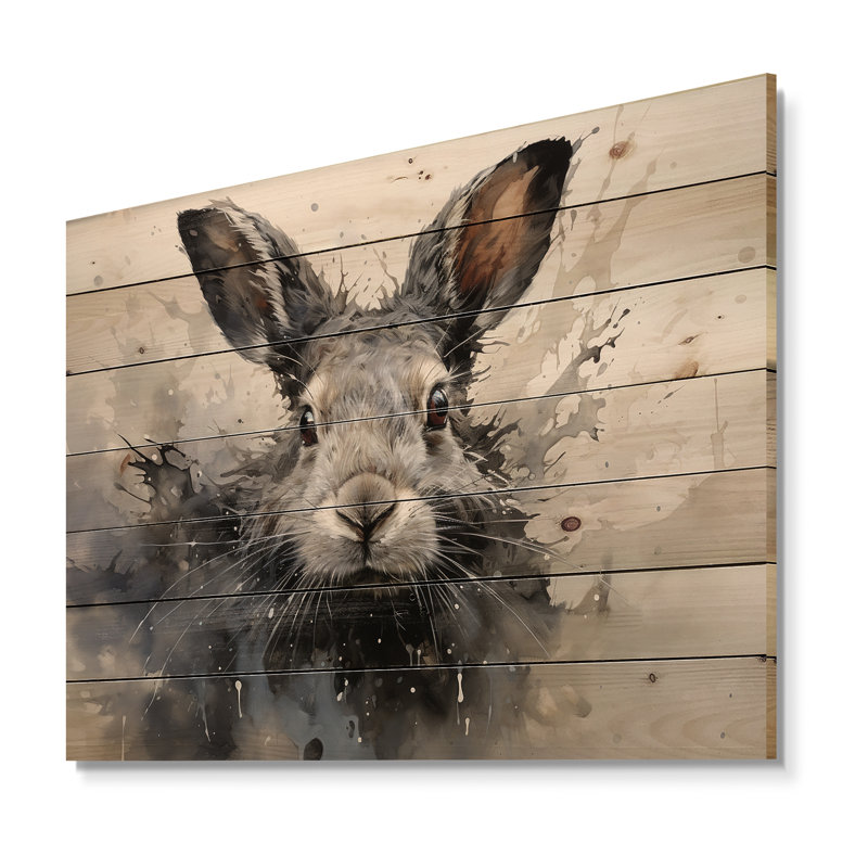 Minimalisme lapin énergique - reproduction d'animaux sur bois de pin naturel, H 24 po x l 32 po x P 0,78 po