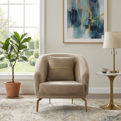 Modern Upholstered Accent Chair With Quilted Design And Gold Metal Legs