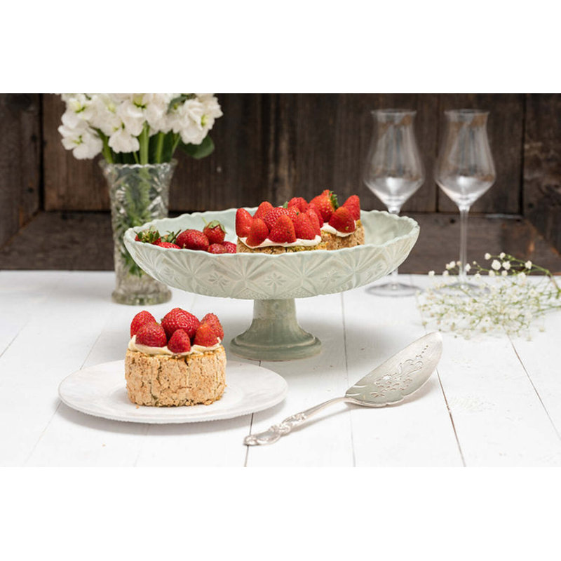 Vintage Inspired Ceramic Ceramic Cake Stand, Sage