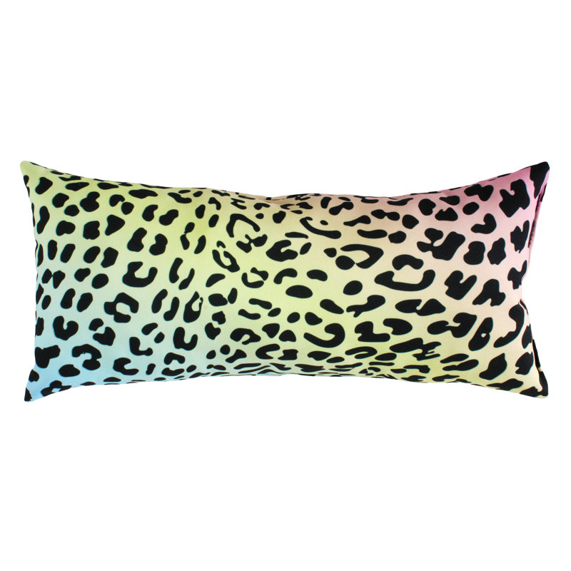Animal Print Reversible Throw Pillow, Pastel Gradient/Black
