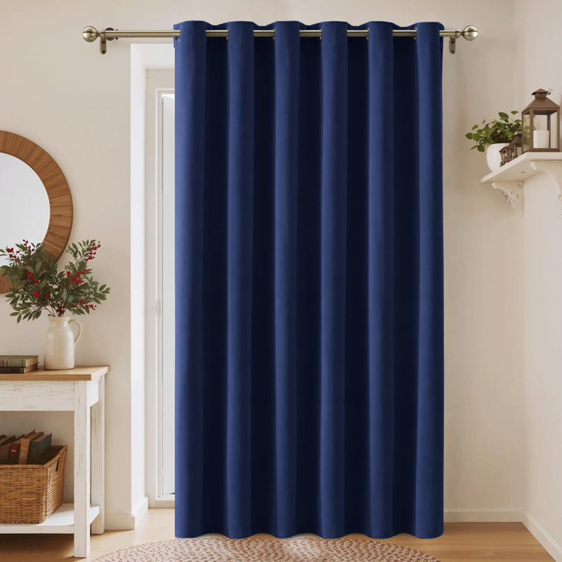 Aspire Homeware 100% Polyester Room Darkening Blackout Eyelet Single Panel Curtain, Navy