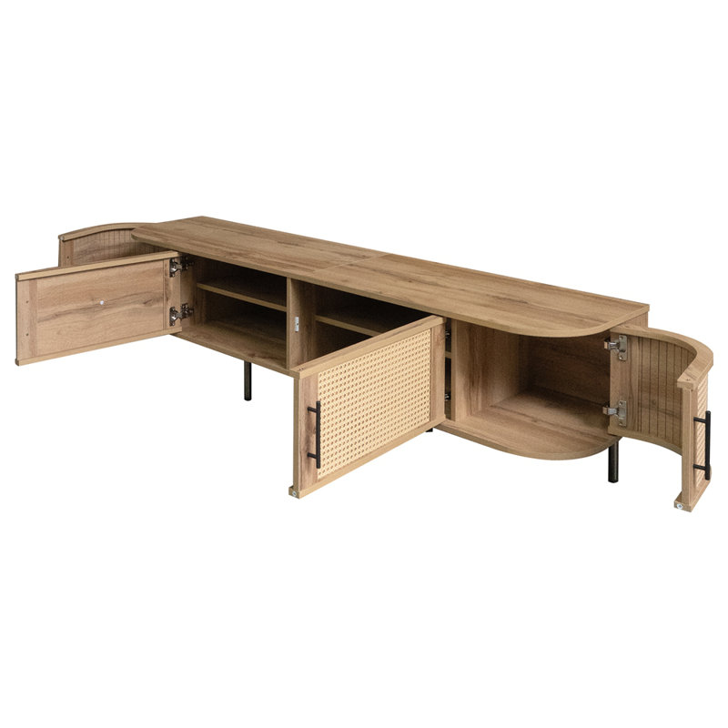 Console multimédia avec espace de rangement et trous pour câbles, centre de divertissement pour le salon
