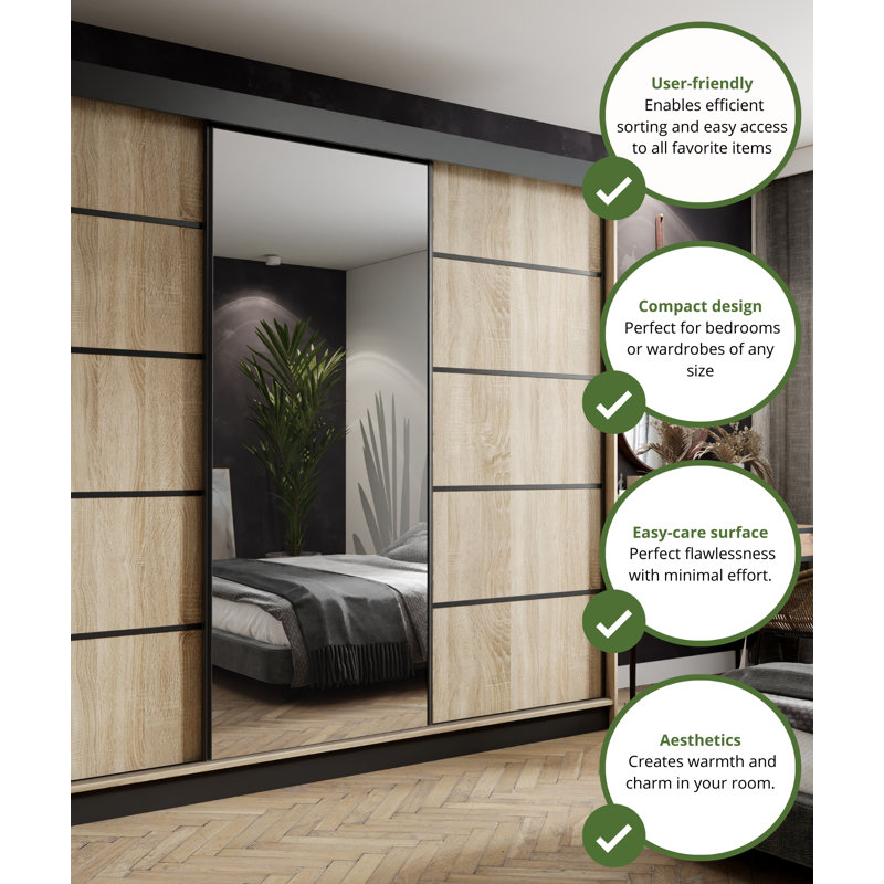 Babeth Manufactured Wood Wardrobe, Walnut/Matte Black
