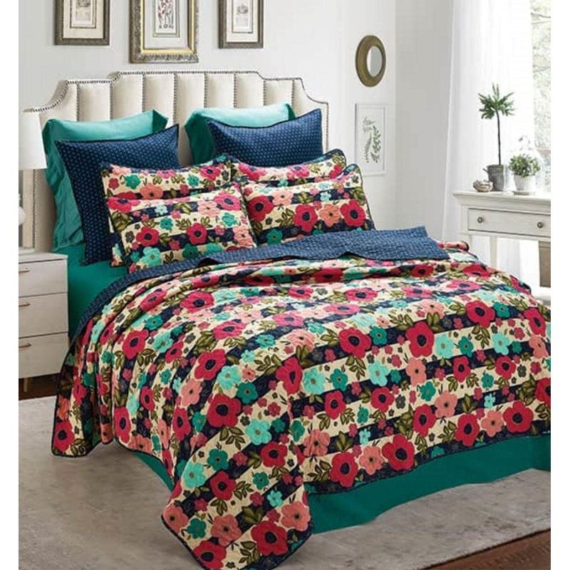 Bon Iver Floral Quilt, King Quilt + 2 Shams
