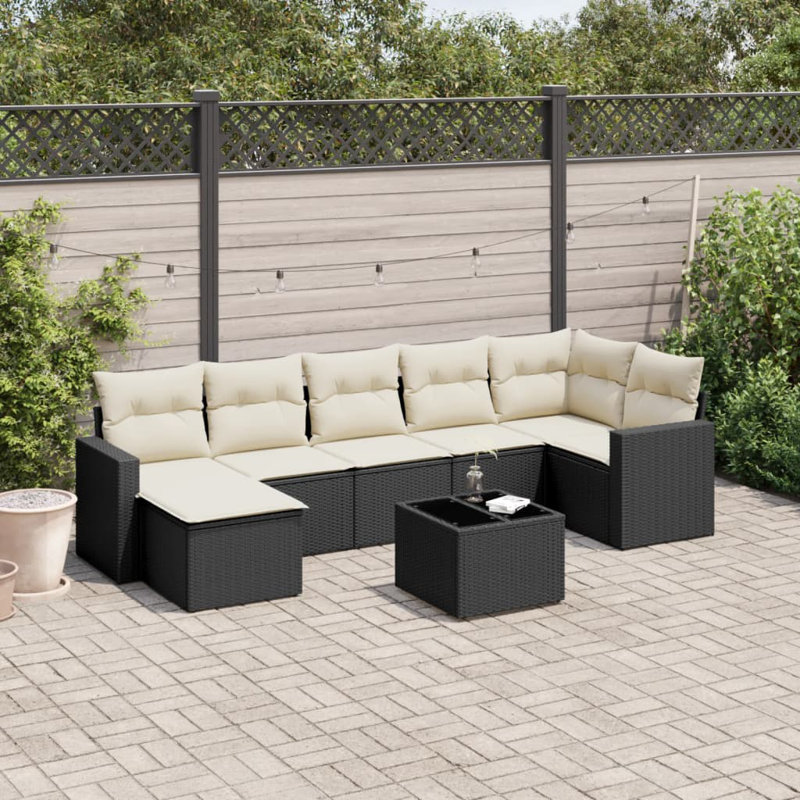 Vidaxl Garden Sofa Set Black, Cream White