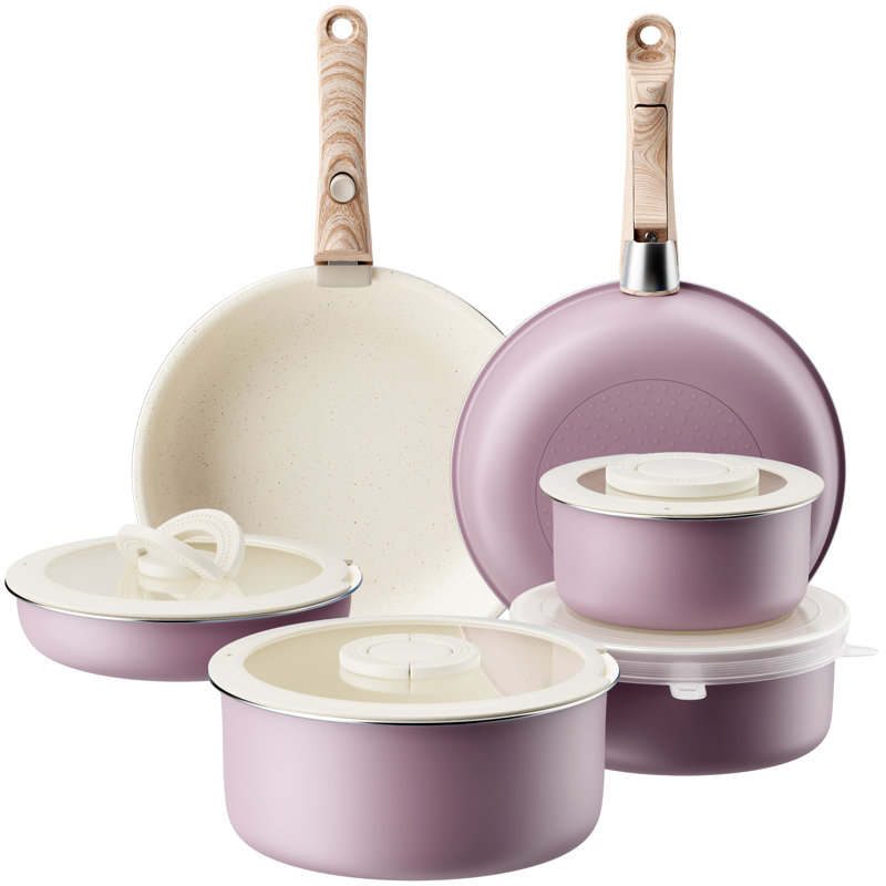 13 - Piece Non-Stick Aluminum Cookware Set, Purple