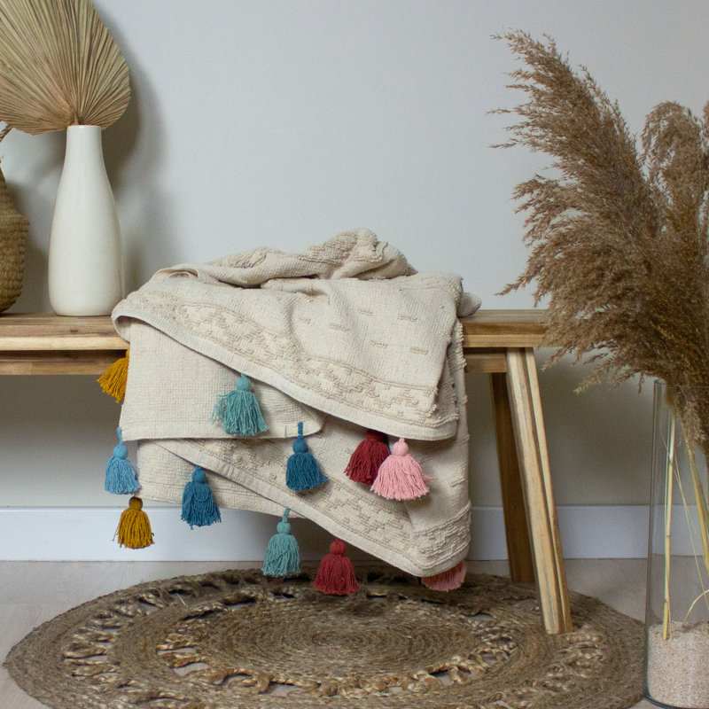Boho Hand Woven Throw Blanket, Multicolor