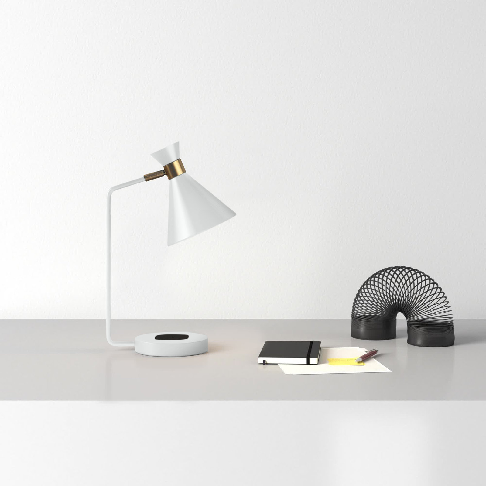 Hammond Metal USB Desk Lamp, White/Golden