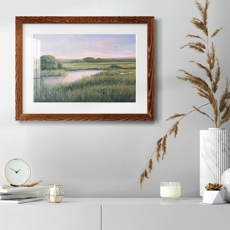 Printemps marais I - reproduction encadrée rustique avec tableau mat, H 26 po x l 38 po x P 1,5 po, Érable