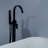 VIBRANTBATH  Abyssal Hush Matte Black 1-handle Freestanding High-arc Bathtub Faucet with Hand Shower ( Valve Included )-73110361