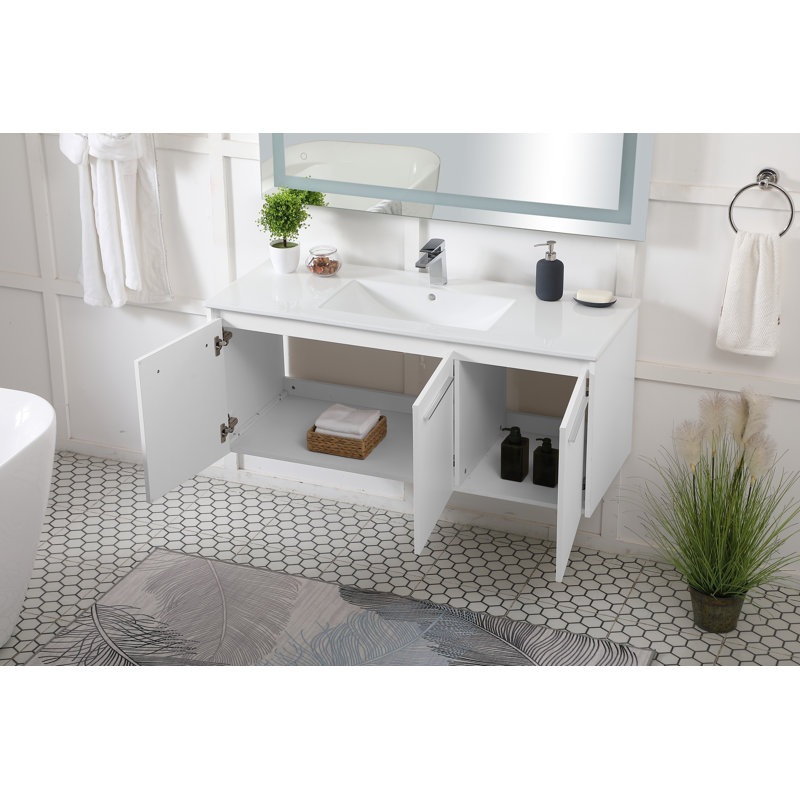 Agostini 48'' Single Bathroom Vanity with Resin Top, White