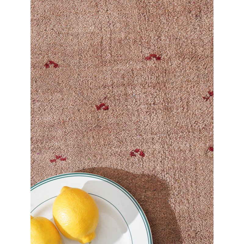 Tapis écologiques en laine nouée à la main de style tissé à la main Manns - Rond, couleur brun clair, design moderne contemporain, tapis antidérapants épais faits à la main pour le salon, la chambre à coucher