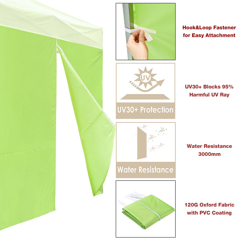 Green UV30+ Water-Resistant Fabric Canopy Sidewall with Zipper