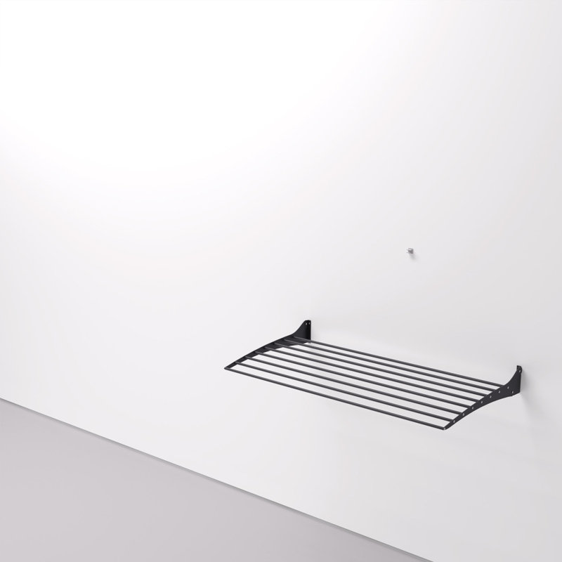 Foxydry Fold Black Aluminum Foldable Wall-Mounted Drying Rack, 57cm H x 80cm W x 50cm D