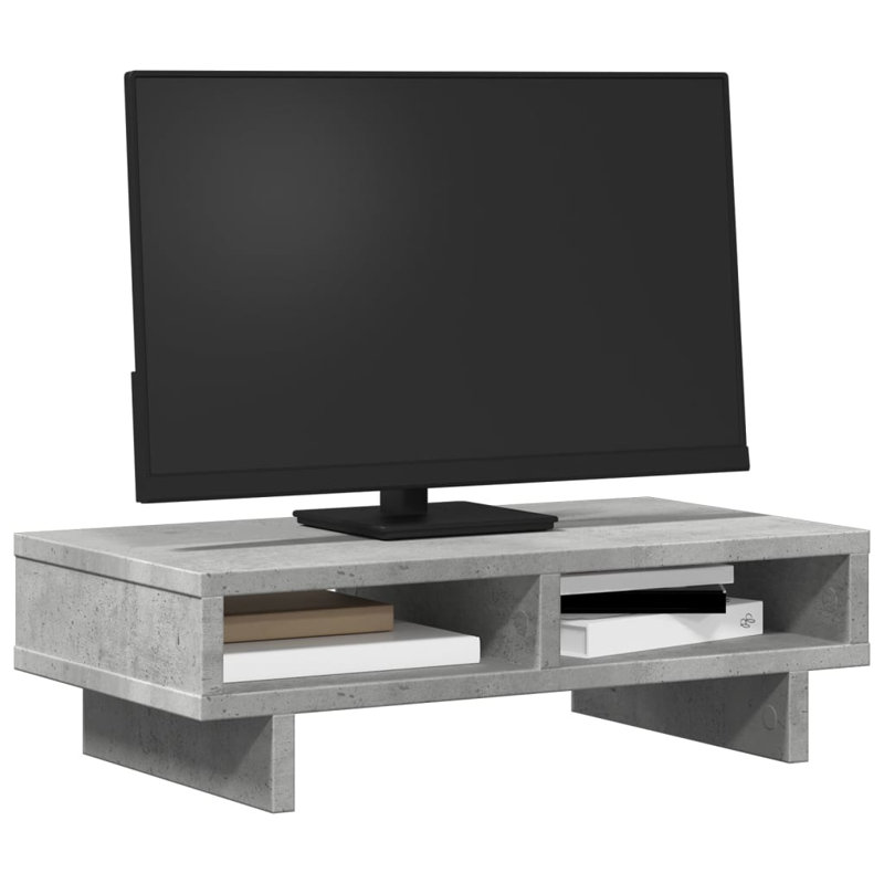 Balzarotti Manufactured Wood Monitor Stand, Concrete Grey, 15cm H x 50cm W x 27cm D