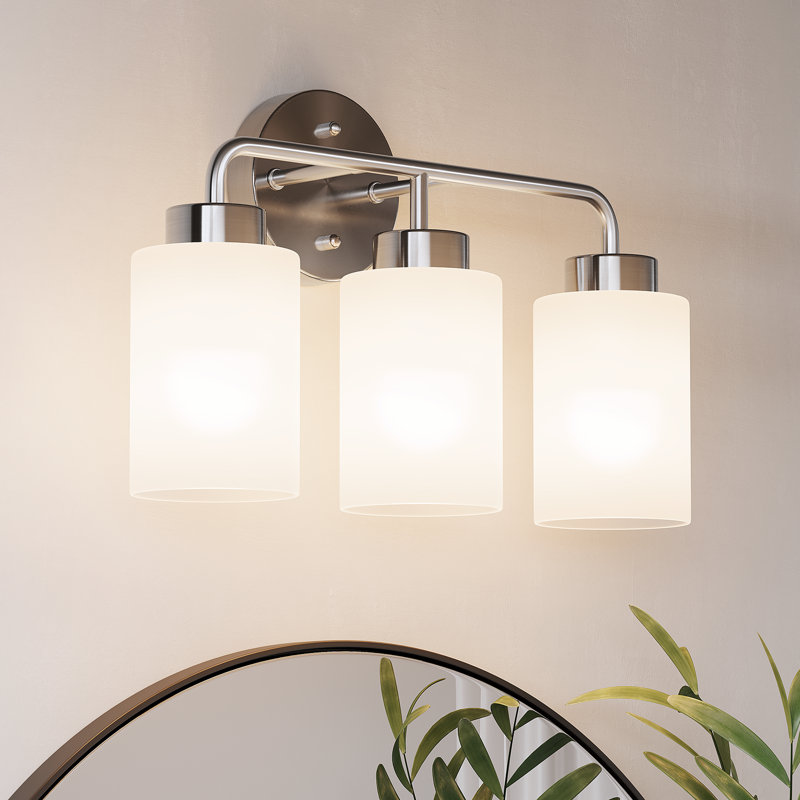 3 Light Dimmable Vanity Light with Remote Control, Silver