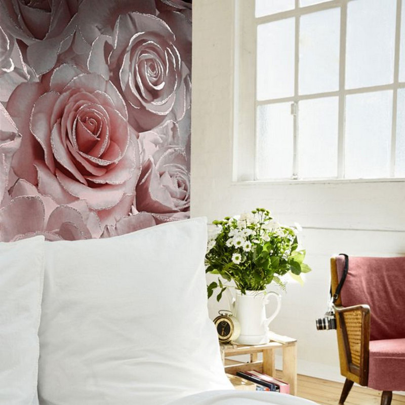 Madison 10.05m x 53cm Glitter Wallpaper Roll, Raspberry