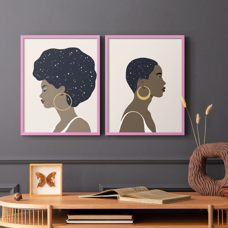 Impression encadrée «Heavenly Hair I» - prêt à accrocher - aucun clou requis - aucun clou requis, Rose, H 29 po x l 23 po
