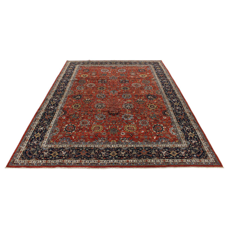 Tapis traditionnel rouge et bleu marine 10 x 14